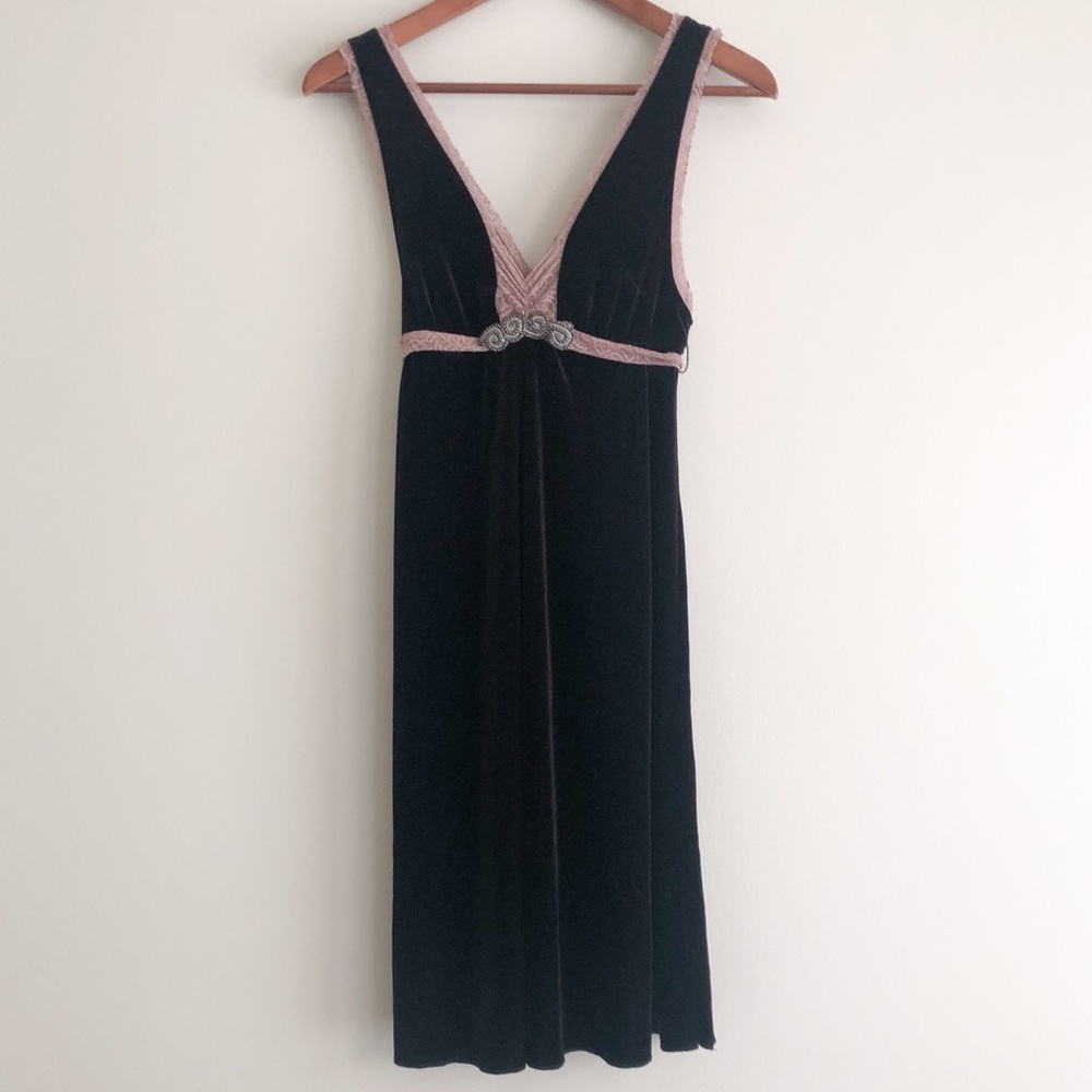 NWT! Free People Black Velvet V-Neck Short Dress